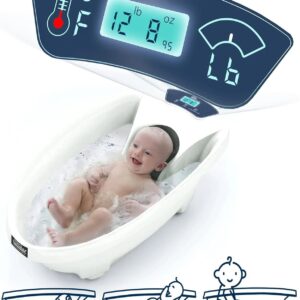 Baby Patent AquaScale Baby Bath Tub – 0-24m – GEN 3 – with Thermometer & Scale | Bathtub for Newborn, Infant & Toddler, Small to Large